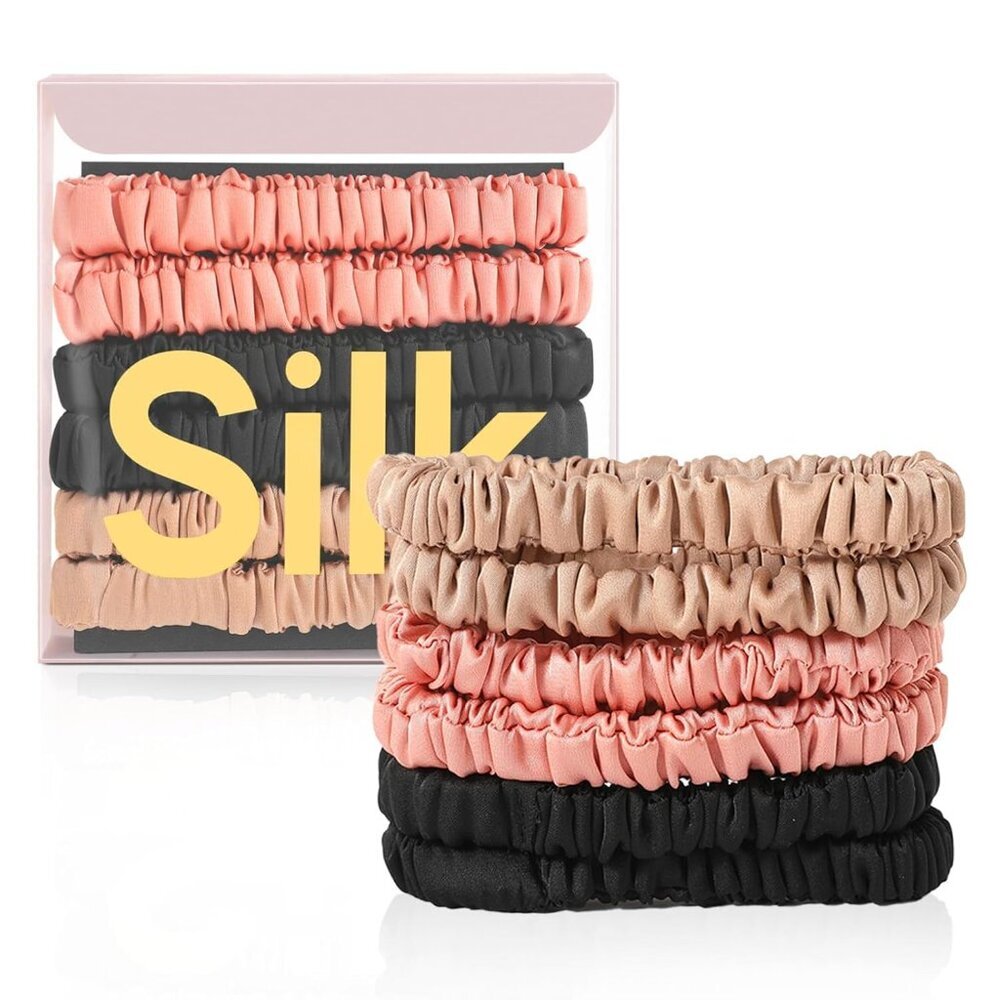 Versatile 6pcs Silk Scrunchies Luxurious 100 Mulberry Silk Hair Ties Gift Set